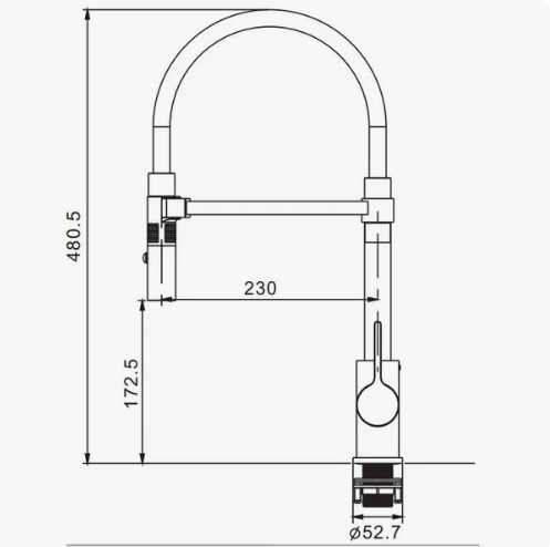 Смеситель д/кухни ROSE гибкий излив оружейная сталь R133T