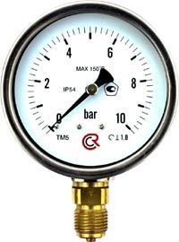 Манометр  0...10 bar (0...1,0МРа), ТМ-510Р.00 (100мм, М20*1,5, кл. точ.1,5) (РОСМА) (6850)