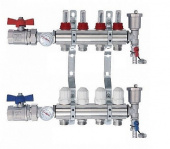 Коллектор с расходомерами 4-вых Латунь БЕЗ кранов Vieir  (VR112-04А) (5)