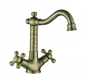 Смес д/раковины Kaiser Carlson Style крест (бронза) (44411-1)