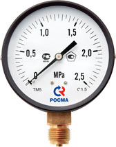 Манометр  0...6 bar (0,6МРа), ТМ-310Р.00 (63мм, М12*1,5, кл. точ.2,5) (РОСМА) (7825)