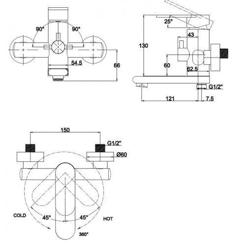 Смес д/ванны к/н Kaiser Arena ф35 (33022)