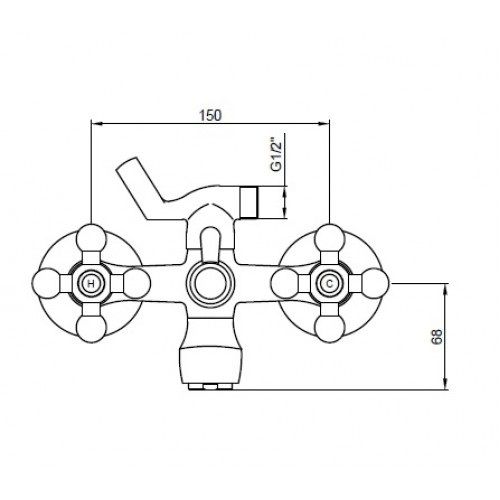Смес д/ванны к/н Kaiser Carlson крест кер. (11044)