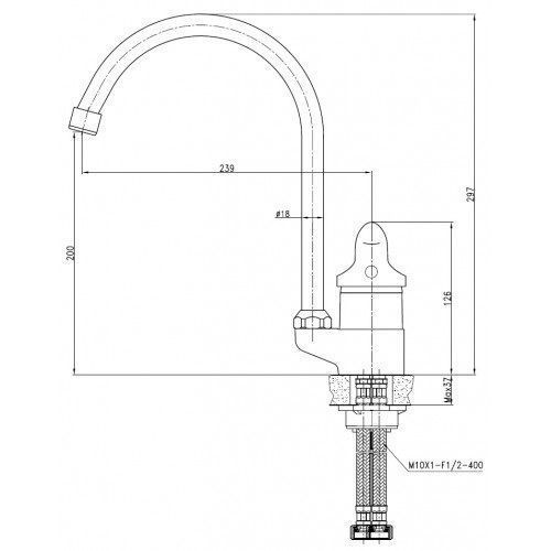 Смес д/кухни Kaiser Athlete ф 40 боковой (19044)