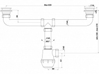 Сифон 1 1/2х40 бутылочный ДВОЙНОЙ  б/гофры д/мойки Ани  А3000  (20)