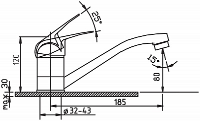 Смеситель д/кухни ECHO картридж d40 серый 4001/G  ARGO 25815 