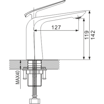 Смеситель д/раковины ROSE черный/хром R1301H
