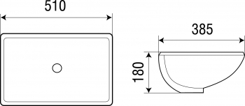 Умывальник WW DEILBACH 6007 врезной 460х330х180