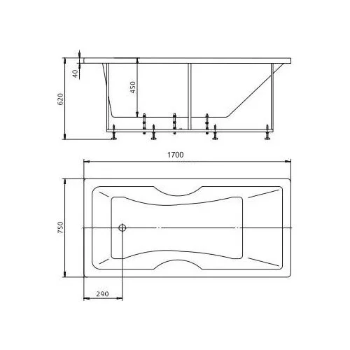Ванна акриловая Феникс 170х75
