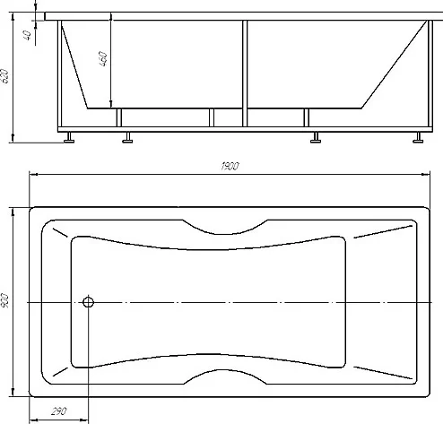 Ванна акриловая Феникс 190х90