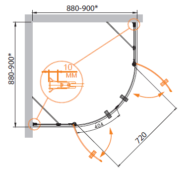 ДУШЕВОЙ УГОЛОК CEZARES ROYAL PALACE-R-2 90-C-Br