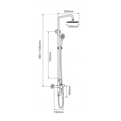 Душ.система MELANA TONDO нерж. с изливом сатин (F610107)