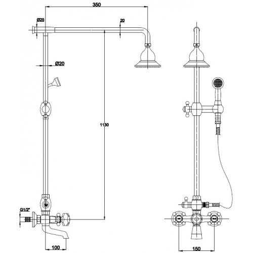 Душ. система KAISER (90190-2) светлая бронза