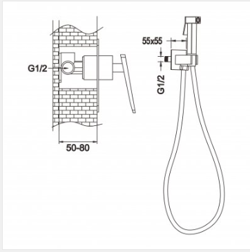 Смеситель с гиг. душ встраиваемый белый/хром ROSE R1605F