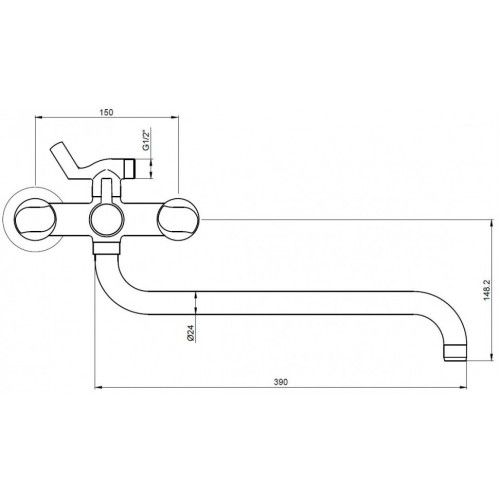 Смес д/ванны Kaiser Topaz керамика картридж. переключ. (17055)