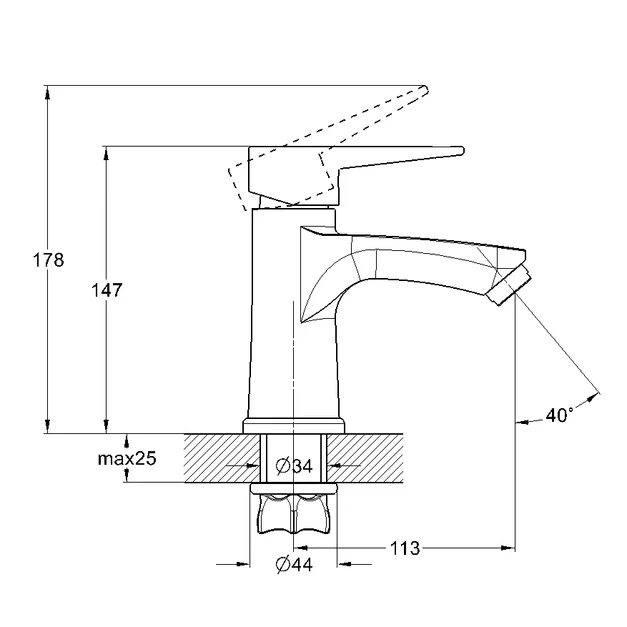 Смеситель д/раковины G-lauf (NUD1-A045/A146) ф35 