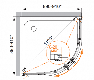 ДУШЕВОЙ УГОЛОК CEZARES RETRO A-R-2-100-SCORREVOLE-CP-G