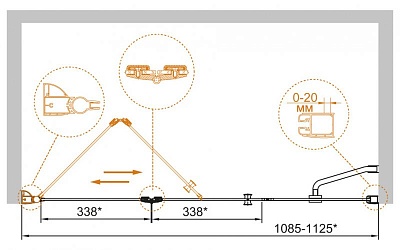 ДУШЕВАЯ ДВЕРЬ В НИШУ CEZARES ELENA BS-13 30+45/45-C-Cr