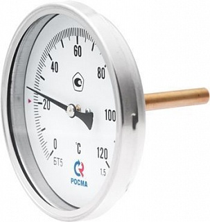 Термометр бим.,  0...120' C, шток 64х6мм (БТ-31.211, 63мм, кл.точ.2,5) (РОСМА)(2410)
