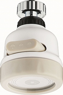 Аэратор шарнир с экономией воды, 3 режима М22*1/М24*1, пластик, белый, блистер "ARGO" (42747)