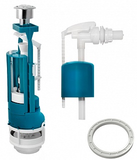 Арматура д/унитаза 1/2" боковая подводка, 2-ная кнопка ИНКОЭР  И-СБ2-БпрН-АА-В-Р (433717)