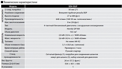 Бензиновая мотопомпа для загрязненных вод Koshin SEH-50JP