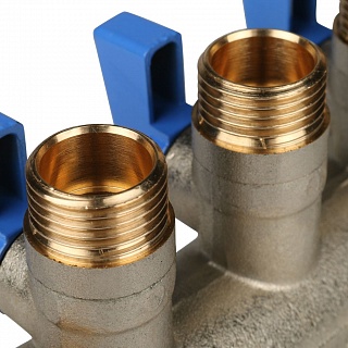 Коллектор с шар. краном синий 1"х1/2х3  (SMB 6201 011203) STOUT