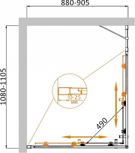 ДУШЕВОЙ УГОЛОК CEZARES MOLVENO-AH-21 90+20-P-Cr