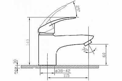 Смеситель д/умывальника JAMAICA  LUX  картридж d40  4004L ARGO 09704  
