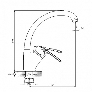 Смеситель д/кухни G-lauf (9G4-A181KB/9G-9180KВ) ф40лат. бок.с гайкой черный