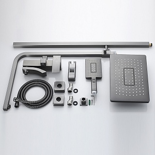 Душ. система ROSE с изливом оружейная сталь R1556T