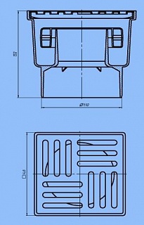 Трап верт Ду-110 с решеткой из нерж. сухим сифоном 15*15 Ани ТQ1212 (8)