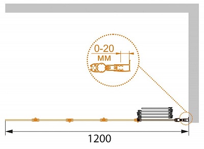 ДУШЕВАЯ ДВЕРЬ В ПРОЕМ CEZARES PRATICO-BF-2 120/140-P-Cr-R