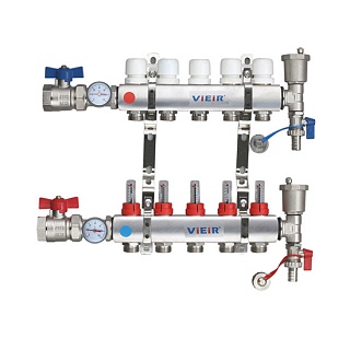 Коллектор с расходомерами 2-вых нерж. с кранами Vieir (VR113-02) (5)