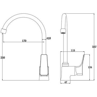 Смес д/кухни Kaiser Clever ф35 бок.  (76044)