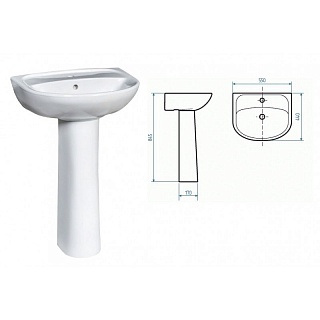 Умывальник "CAPRI"с/о 55 см (кроншт.1-й вел.) 