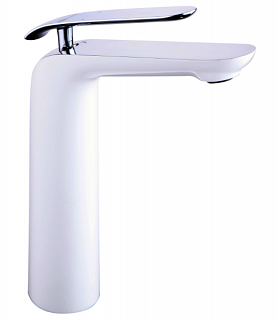 Смеситель д/умывальника "MELANGE" (4909CW) высокий хром/белый LEMARK 