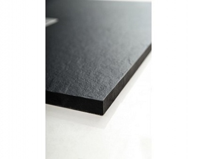 Поддон литьевой мрамор 0,9х0,9 BELBAGNO PLATO_BASE_SLATE_90_ANG_NEGRO радиусный черный