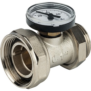 Комплект прямых шаровых кранов 1" с термометром SMS-1000-030001 Stout