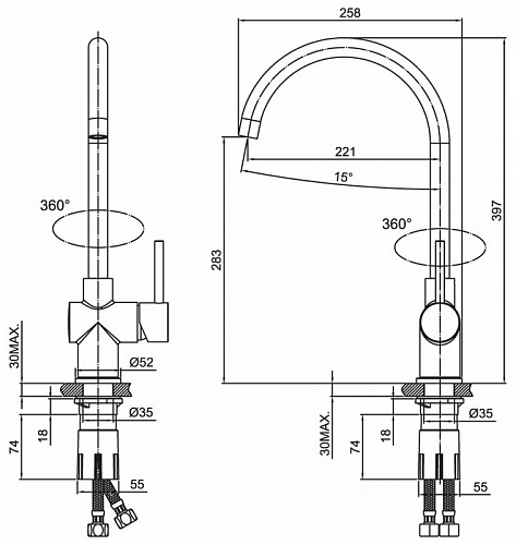 Смеситель для кухни, Kitchen Line, IDDIS, K05STJ0i05