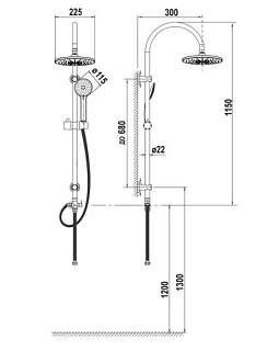 Душевая система (без смесителя) AGNES ARGO черная  (AGD 25.1101 B) 42750 