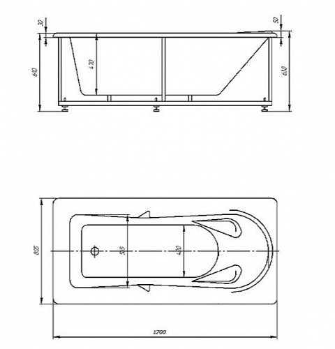 Ванна акриловая Леда 170х80