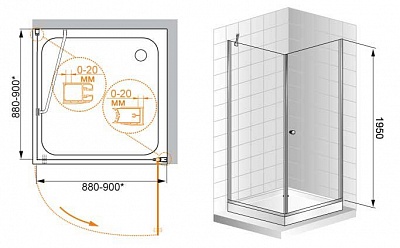 ДУШЕВОЙ УГОЛОК CEZARES ELENA A-1 80-P-Cr-R