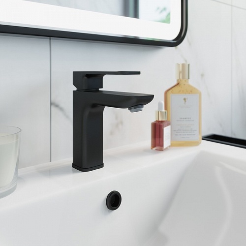 Смеситель для умывальника, черный, Slide, IDDIS, SLIBL00i01