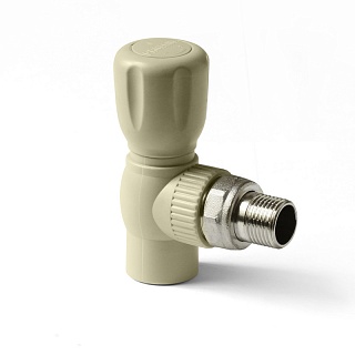 Кран шаровой для радиатора с амер. 20*1/2 (угловой) серый (1/60) ПРО АКВА (PA42108G)