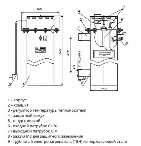 Котел электрический ЭПО  - 6  электрокотел (220 В) (14027+15325)