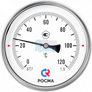 Термометр бим.,  0...120' C, шток 100х6мм (БТ-51.211, 100мм, кл.точ.1,5) (РОСМА) (2539)