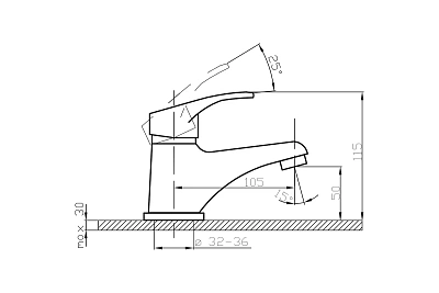 Смеситель д/умывальника YOUNG картридж d35 3504 ARGO 09698
