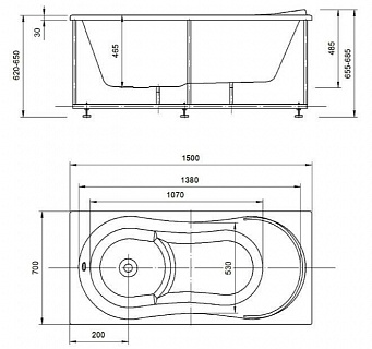 Ванна акриловая Афродита 150х70
