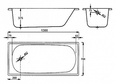 Ванна сталь эм. 1,3х0,7 BLB  EUROPA +ножки  